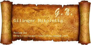 Gilinger Nikoletta névjegykártya
